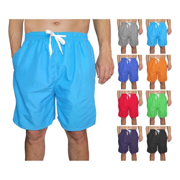Men's Fast Dry Swim Trunks w/ Pockets Solid Bathing Beachwear Flex Board Shorts - Picture 10 of 15